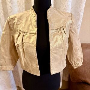 Doma gold metallic genuine leather cropped jacket sz M